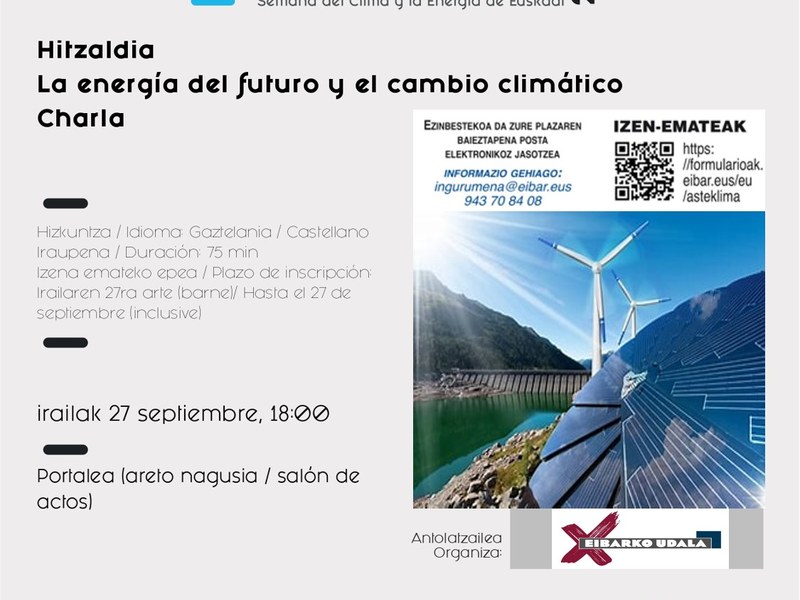 Charla “La energía del futuro y el cambio climático” cartel