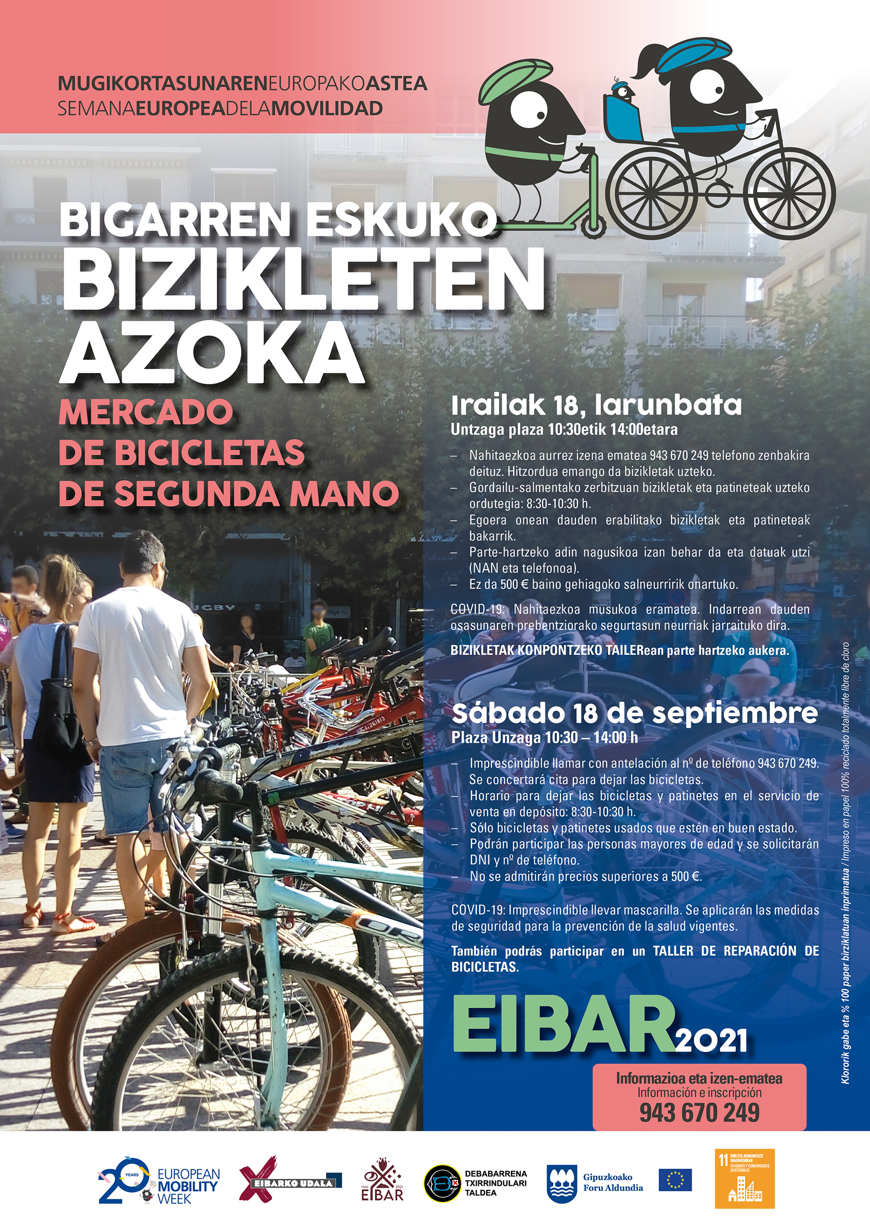 Mercado de segunda mano de bicicletas y taller de reparación de bicicletas - Semana Europea de la Movilidad