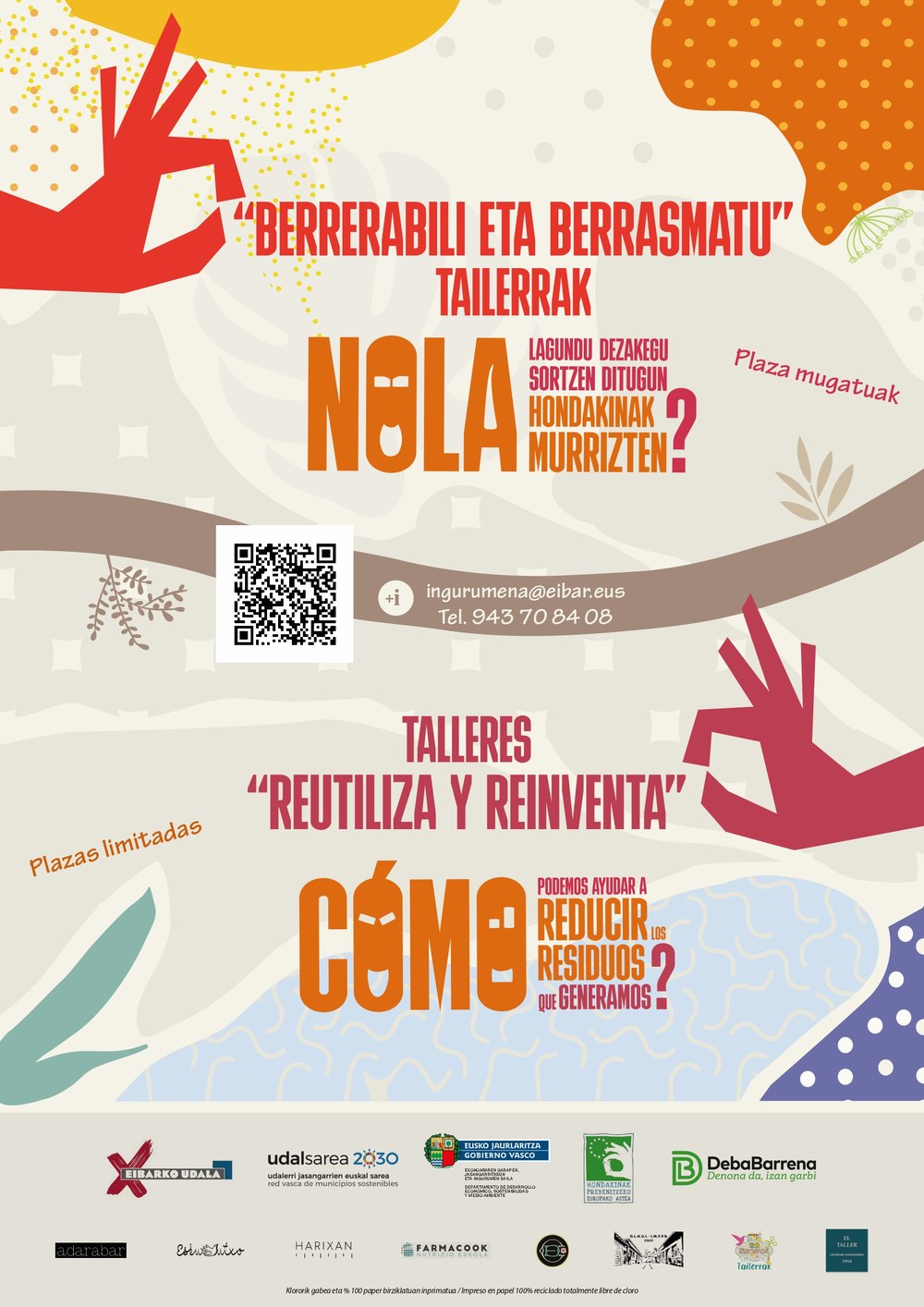 Abierto el plazo para inscribirse en los talleres "Reutiliza y Reinventa" Cartel