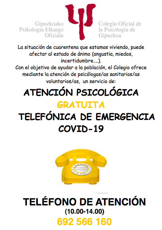 Atención psicológica gratuita en el número 692566160 Cartel de atención psicológica.
