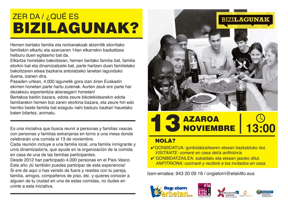 Comidas de Bizilagunak el 13 de noviembre
