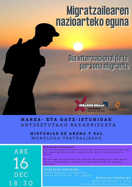 Poster de las actividades a celebrar en conmemoraciónd el día internacional de la persona migrante