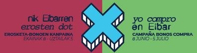 El 8 de junio comenzará la venta de bonos-compra Logotipo de la campaña "Nik Eibarren erosten dot".
