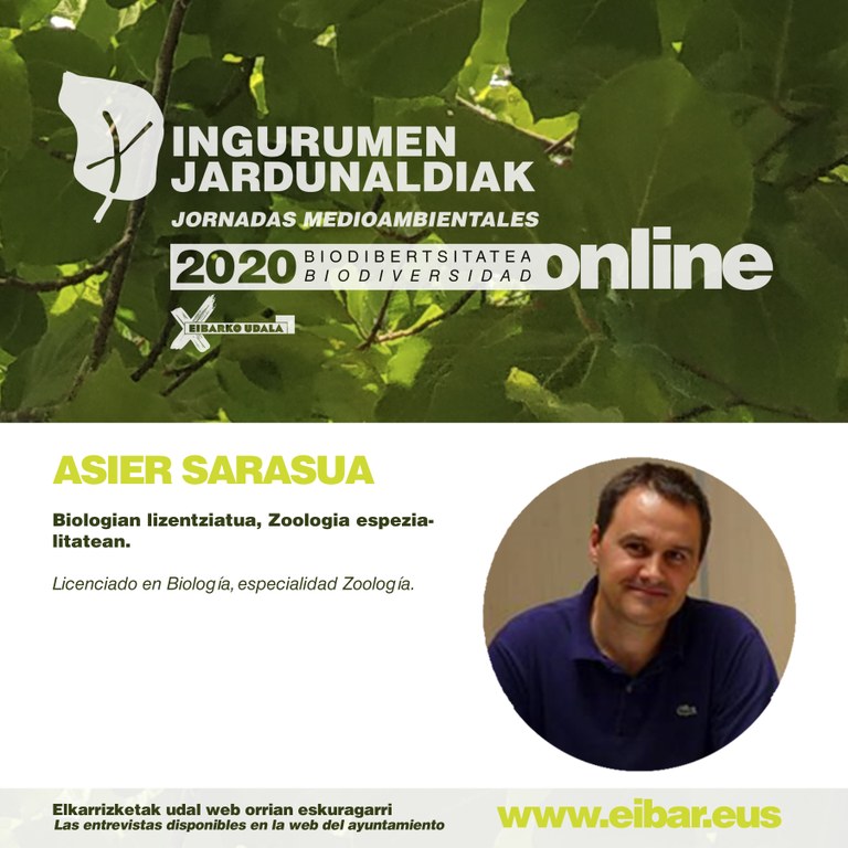 Cartel de la entrevista realizada al biólogo eibarrés Asier Sarasua.