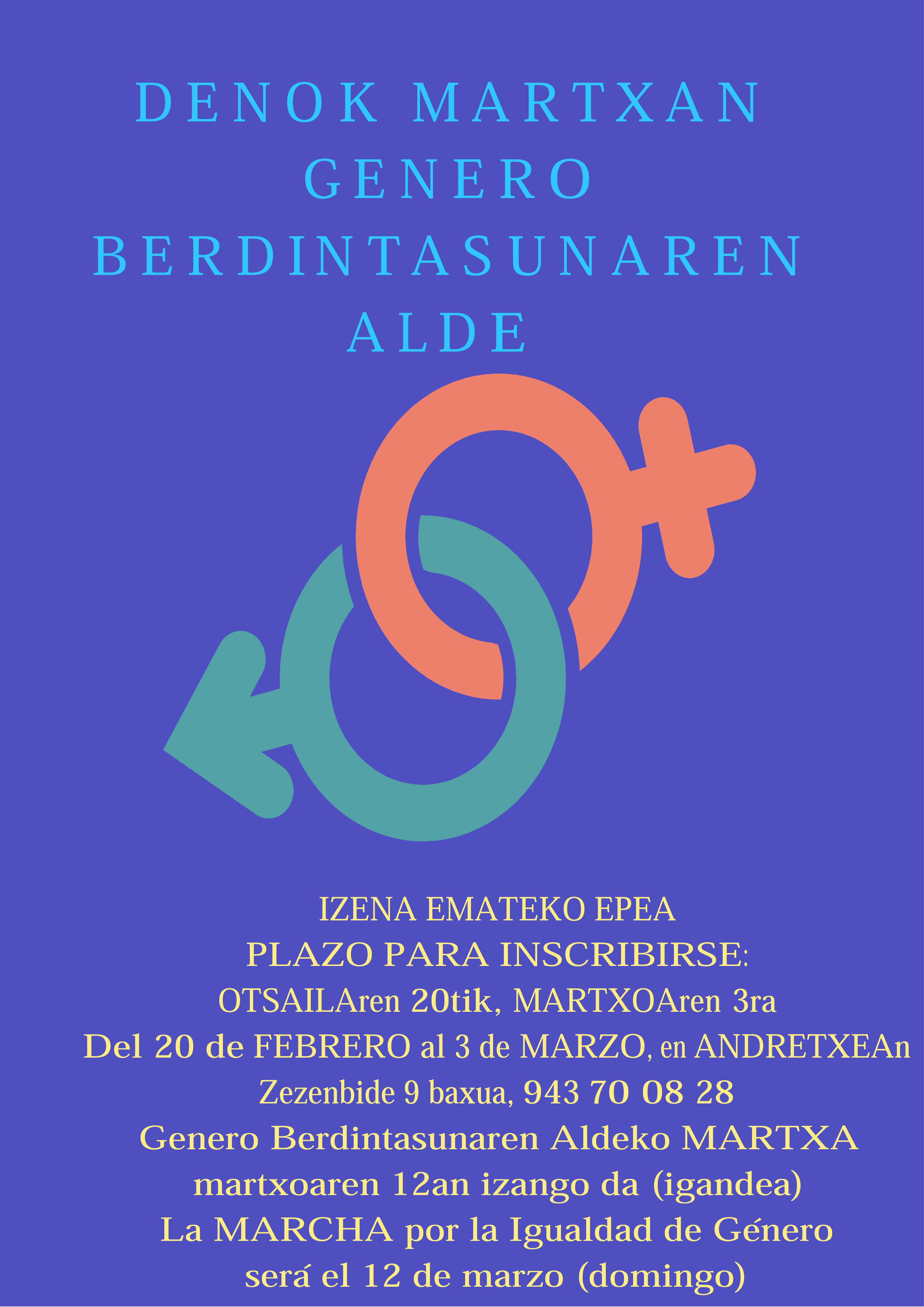La Primera Marcha por la Igualdad de Género en Eibar se realizará el 12 de marzo