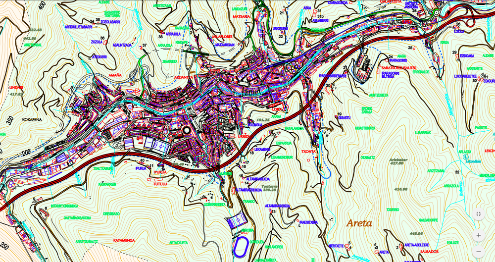 Mapa toponímico para observar los límites del término municipal de Eibar Mapa toponímico.