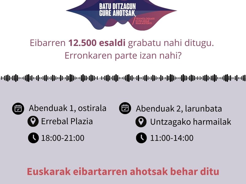 Cartel del maratón de grabación de voces Gaitu