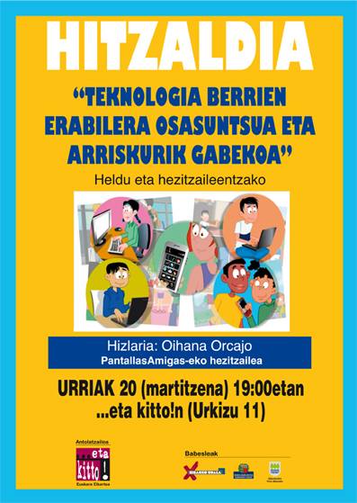 La charla en euskera "Gazteak eta sare sozialak" será el 20 de octubre