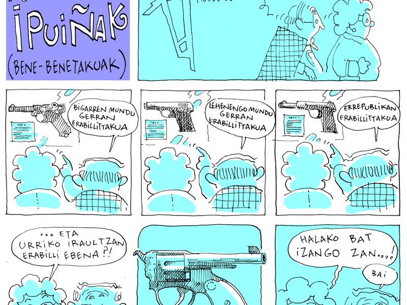 Viñeta de Jose Antonio Azpilikueta, "Urriko iraultzan erabilli ebena.