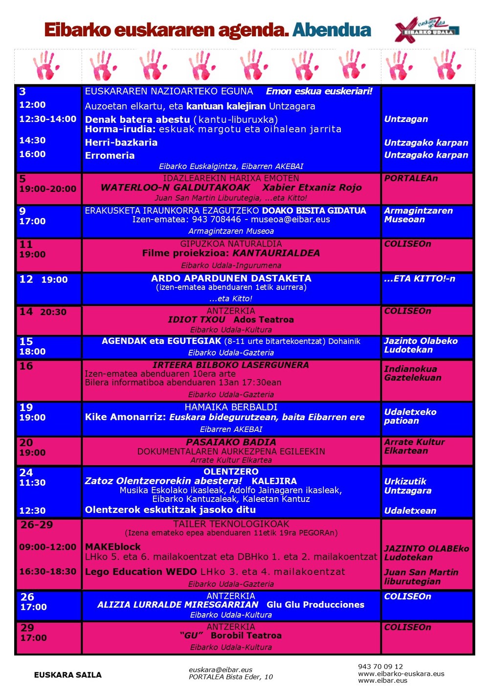 Agenda del euskera. Diciembre.