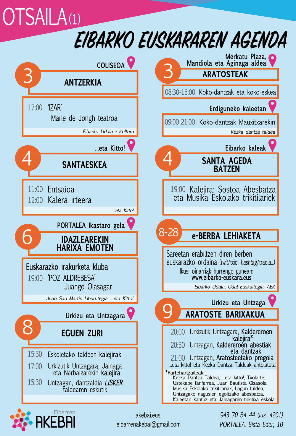 Agenda del euskera. Febrero.