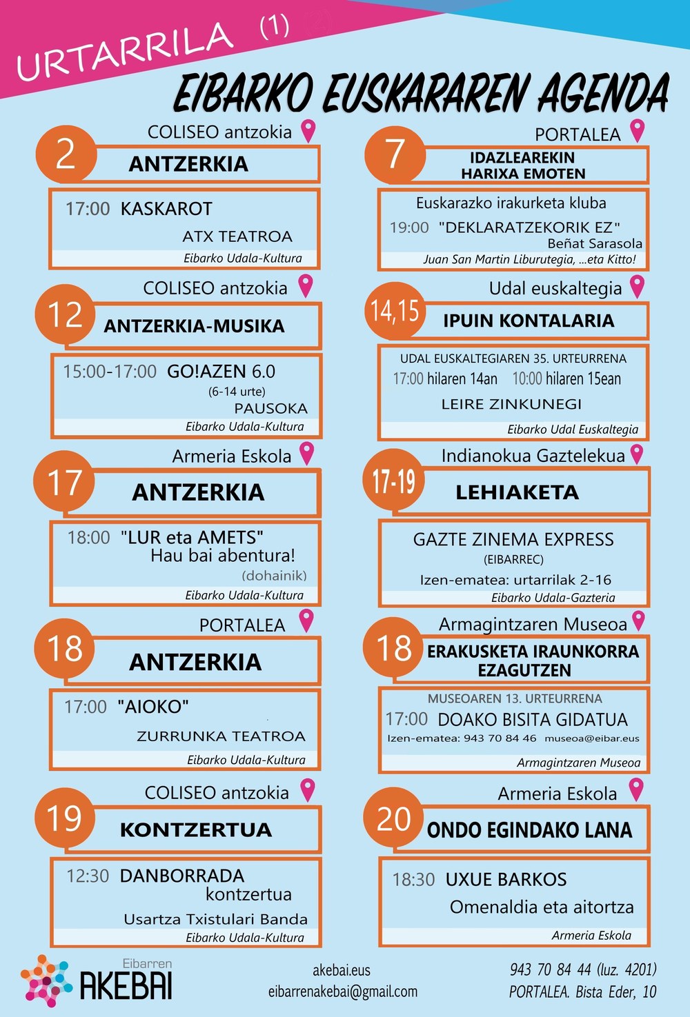 Agenda del euskera. Enero