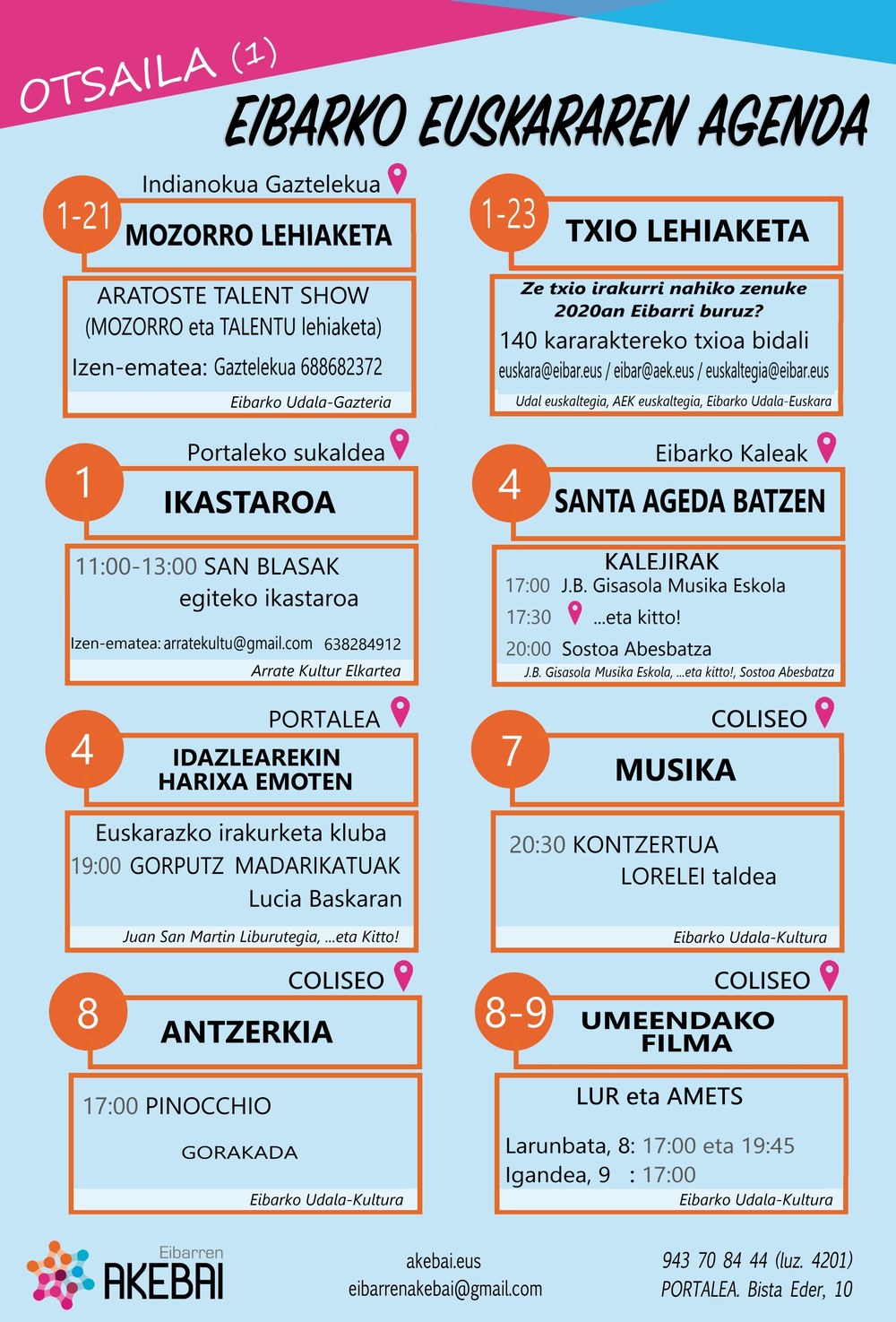 Agenda del euskera. Febrero