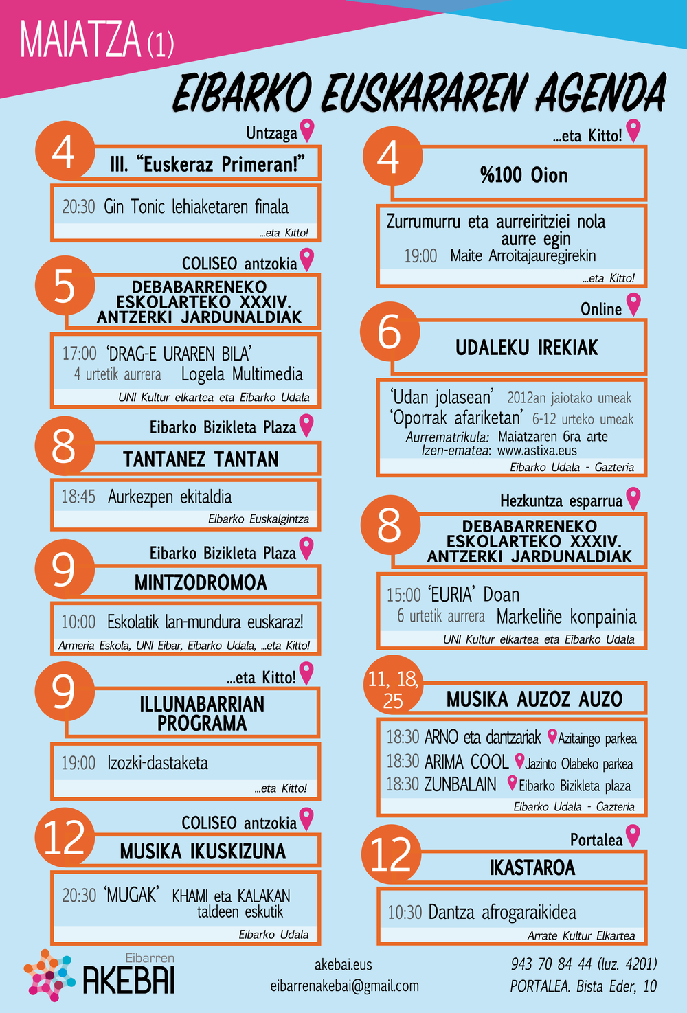 Agenda del euskera. Mayo.