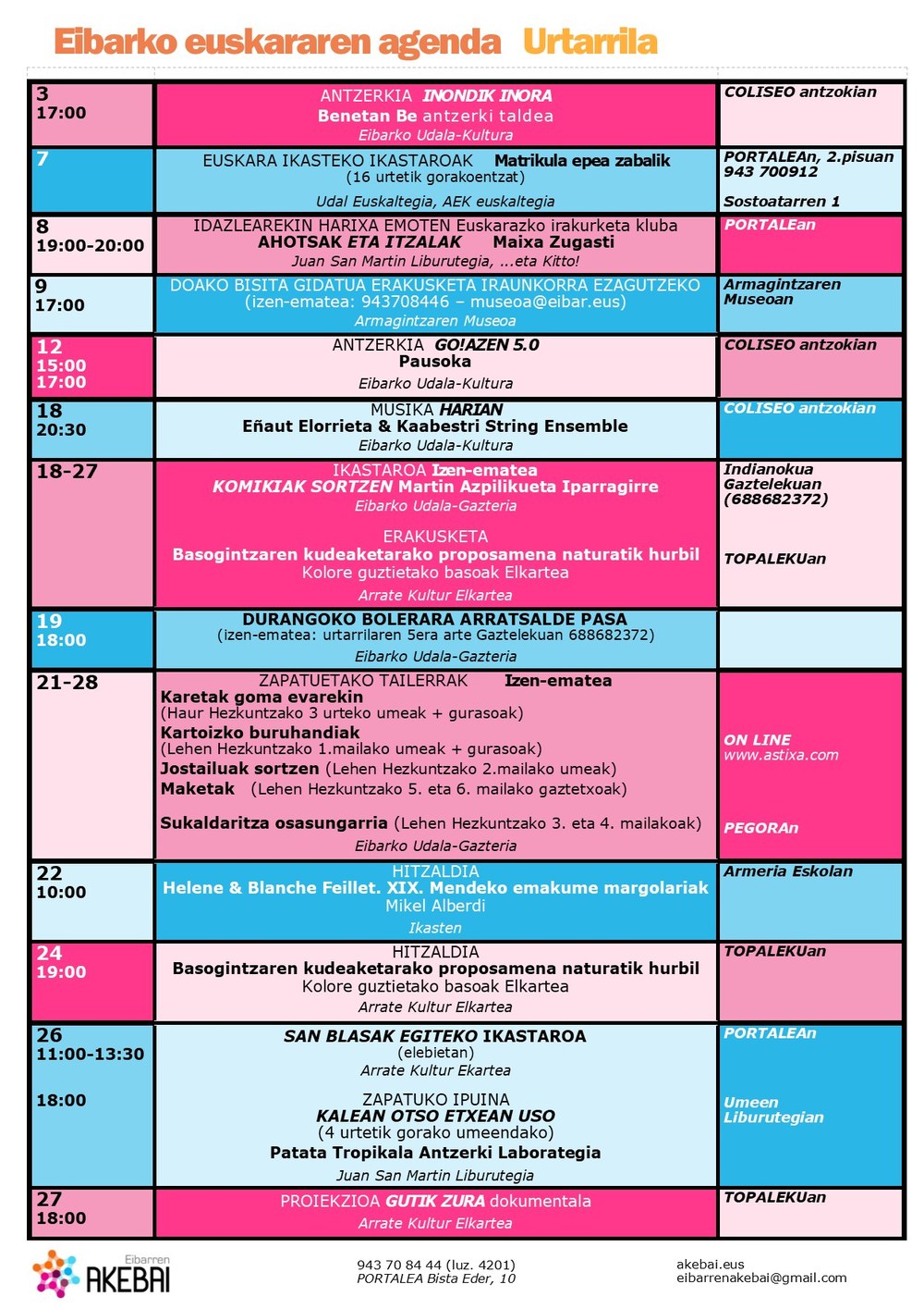Agenda del euskera. Enero