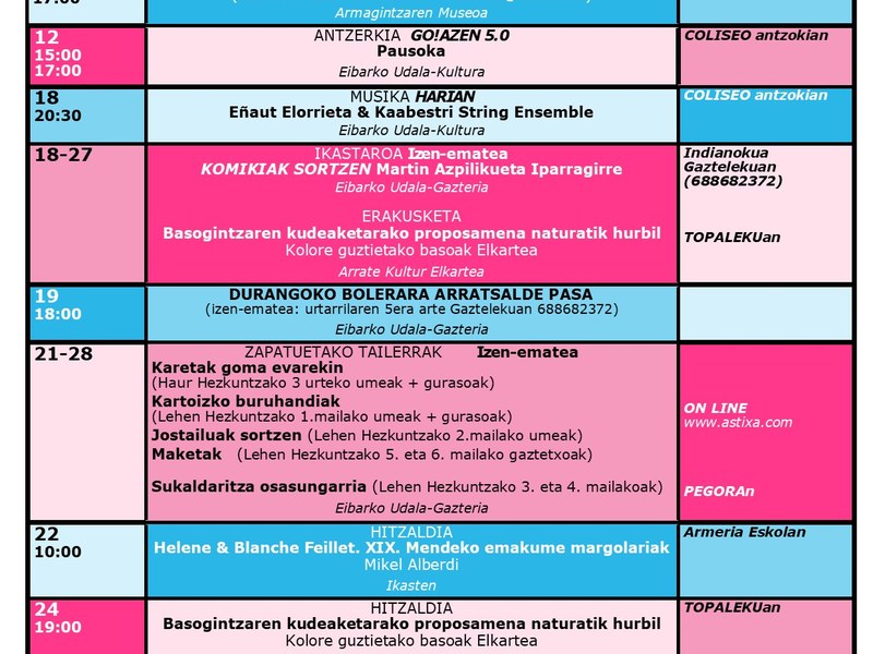 Agenda del euskera. Enero