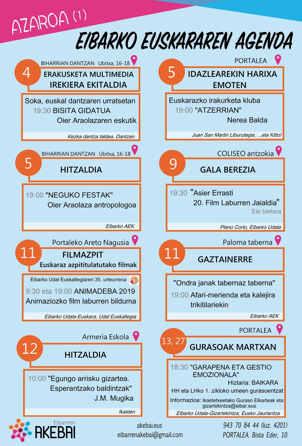 Agenda del euskera. Noviembre.