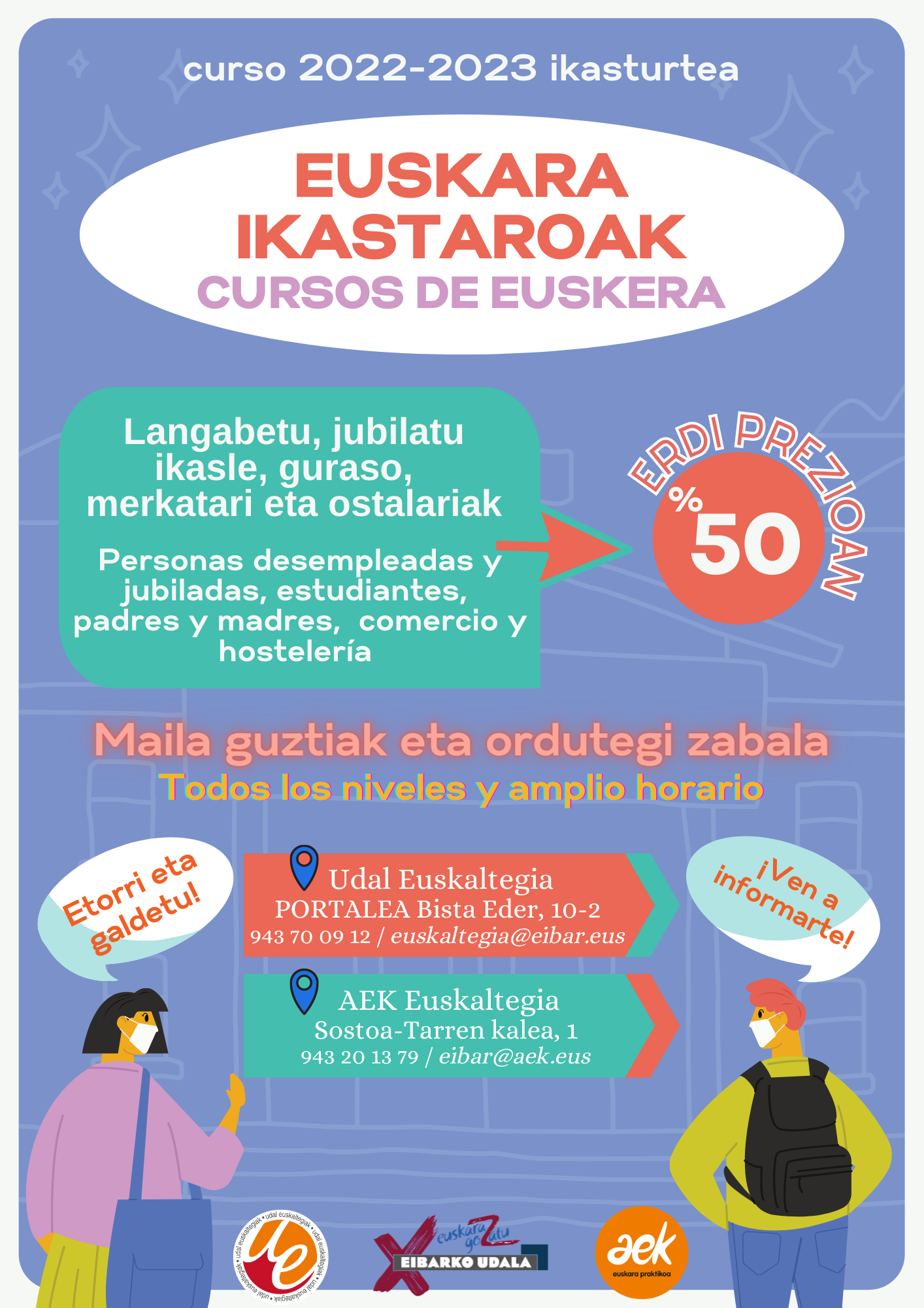 Campaña especial de euskaldunización en el Euskaltegi Municipal y AEK de Eibar