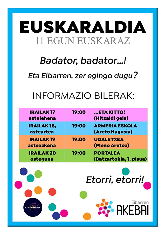 Con motivo del "Euskaraldia", tendrán lugar varias sesiones informativas durante este mes de septiembre