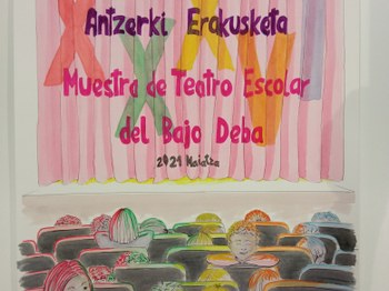 Cartel de la 36º edición de la Muestra de Teatro Escolar del Bajo Deba.