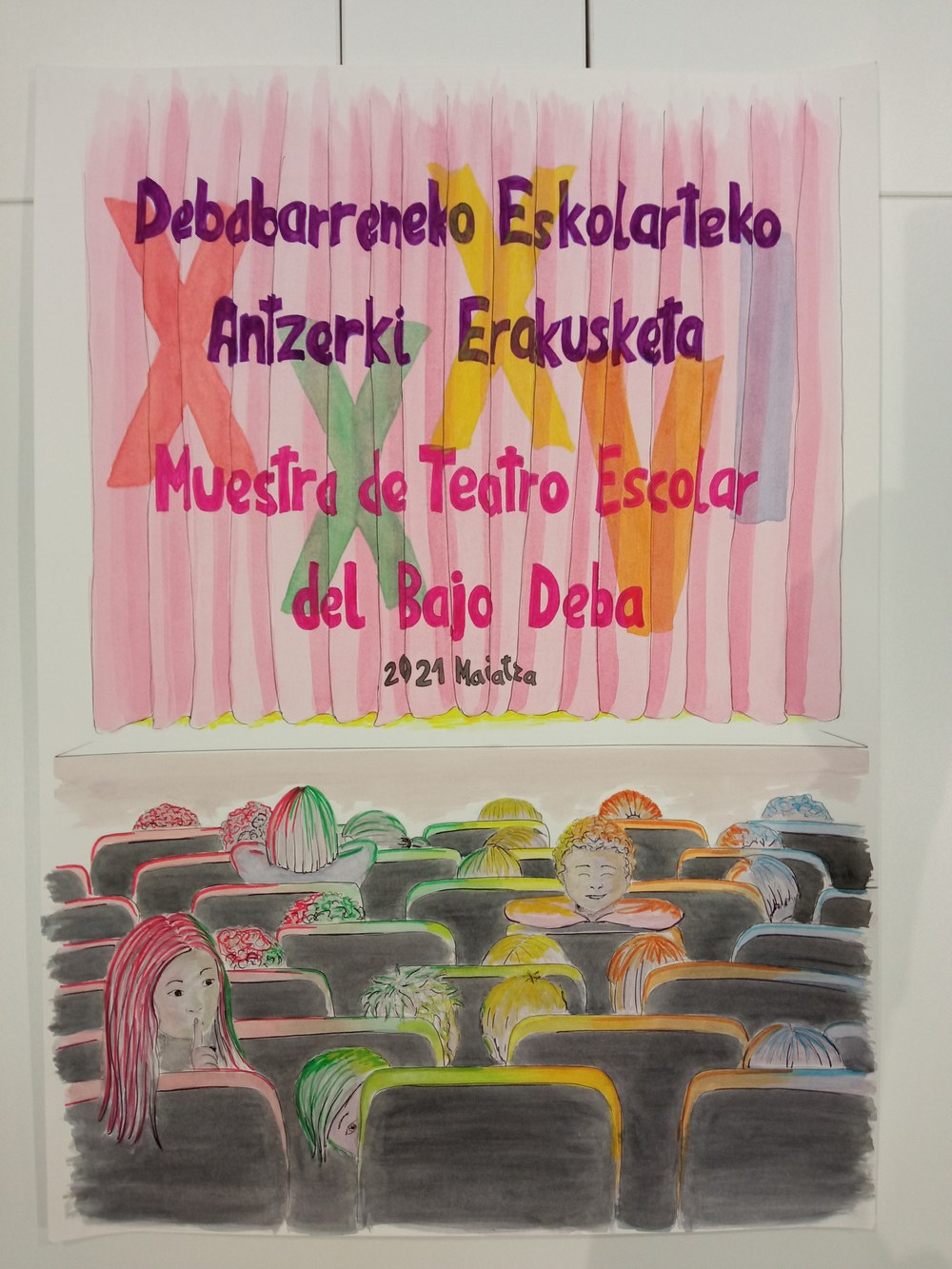 Cartel de la 36º edición de la Muestra de Teatro Escolar del Bajo Deba.
