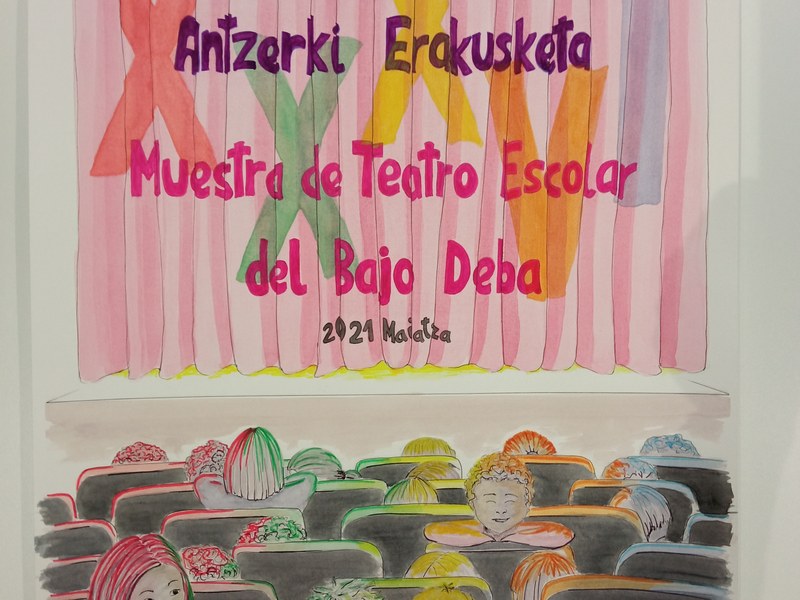 Cartel de la 36º edición de la Muestra de Teatro Escolar del Bajo Deba.