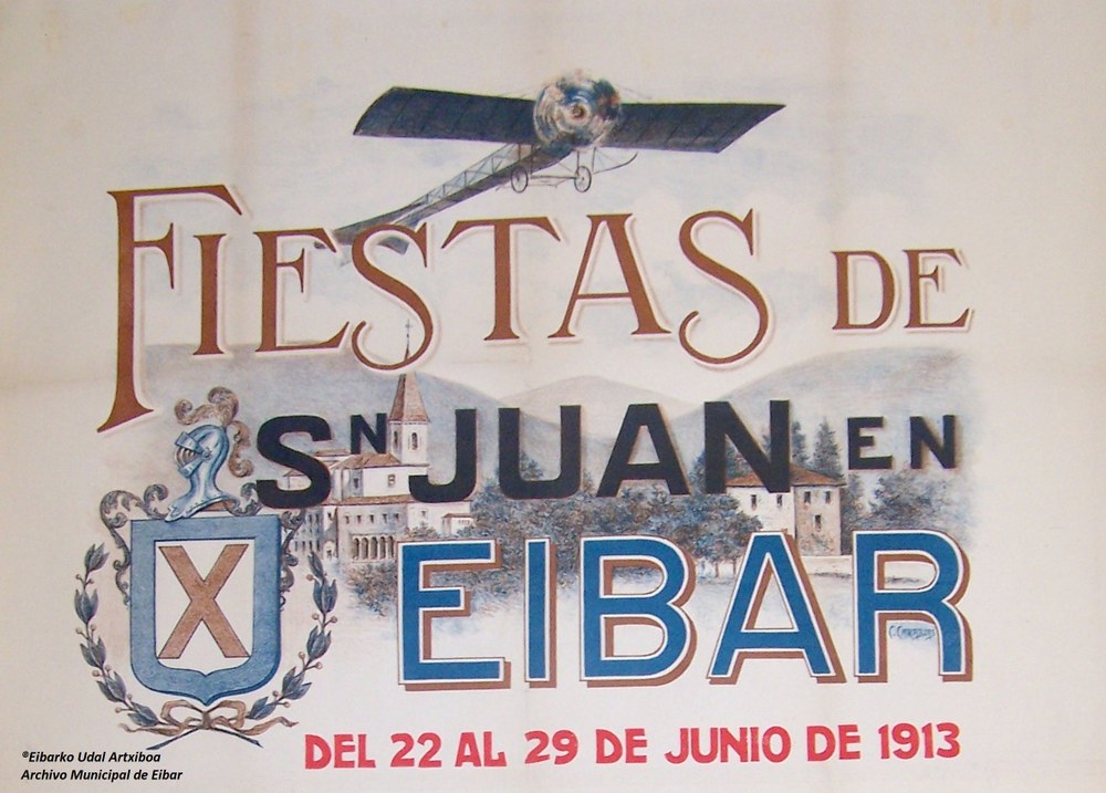 El Archivo Municipal de Eibar ha restaurado 68 documentos en los últimos 10 años Cartel Fiestas de San Juan, 1912