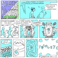 El futuro de Eibar en la última viñeta de la colección “Atzo goizeko ipuiñak” de los Azpilikueta 