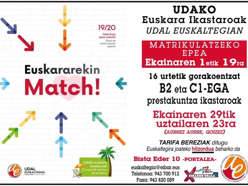 Cartel Euskaltegi Municipal.