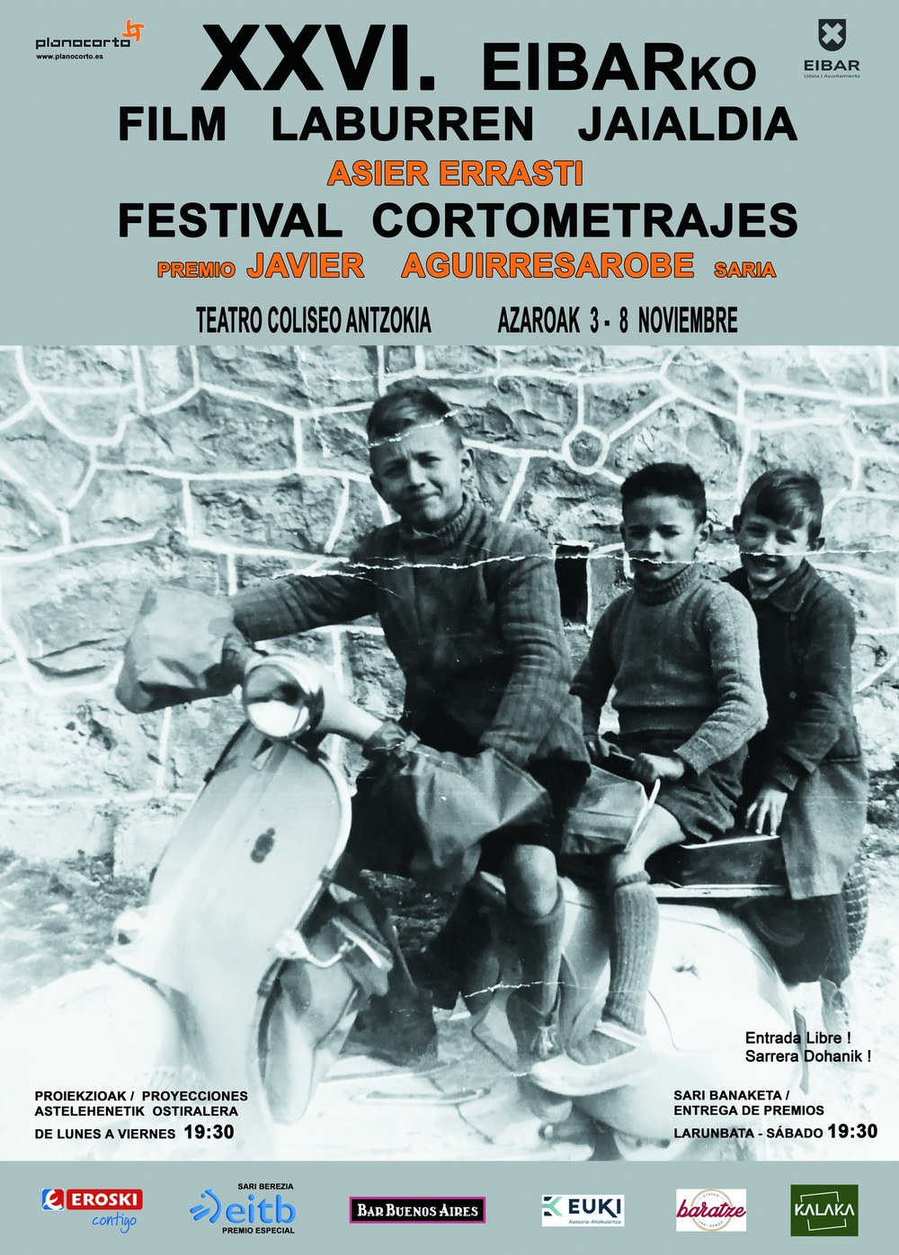 El XXVI Festival de Cortometrajes Asier Errasti toma el Coliseo en noviembre Cartel.