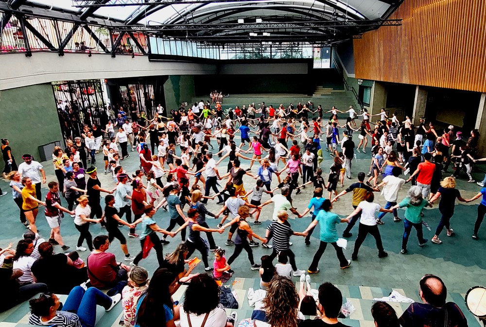 En el centenario del Club Deportivo de Eibar, este fin de semana se celebrará la 59. edición de la Euskal Jaia plena de actividades Ensayo del 10 de mayo de 2024 en Errebal. Foto: Oier Araolaza. Kezka Dantza Taldea.