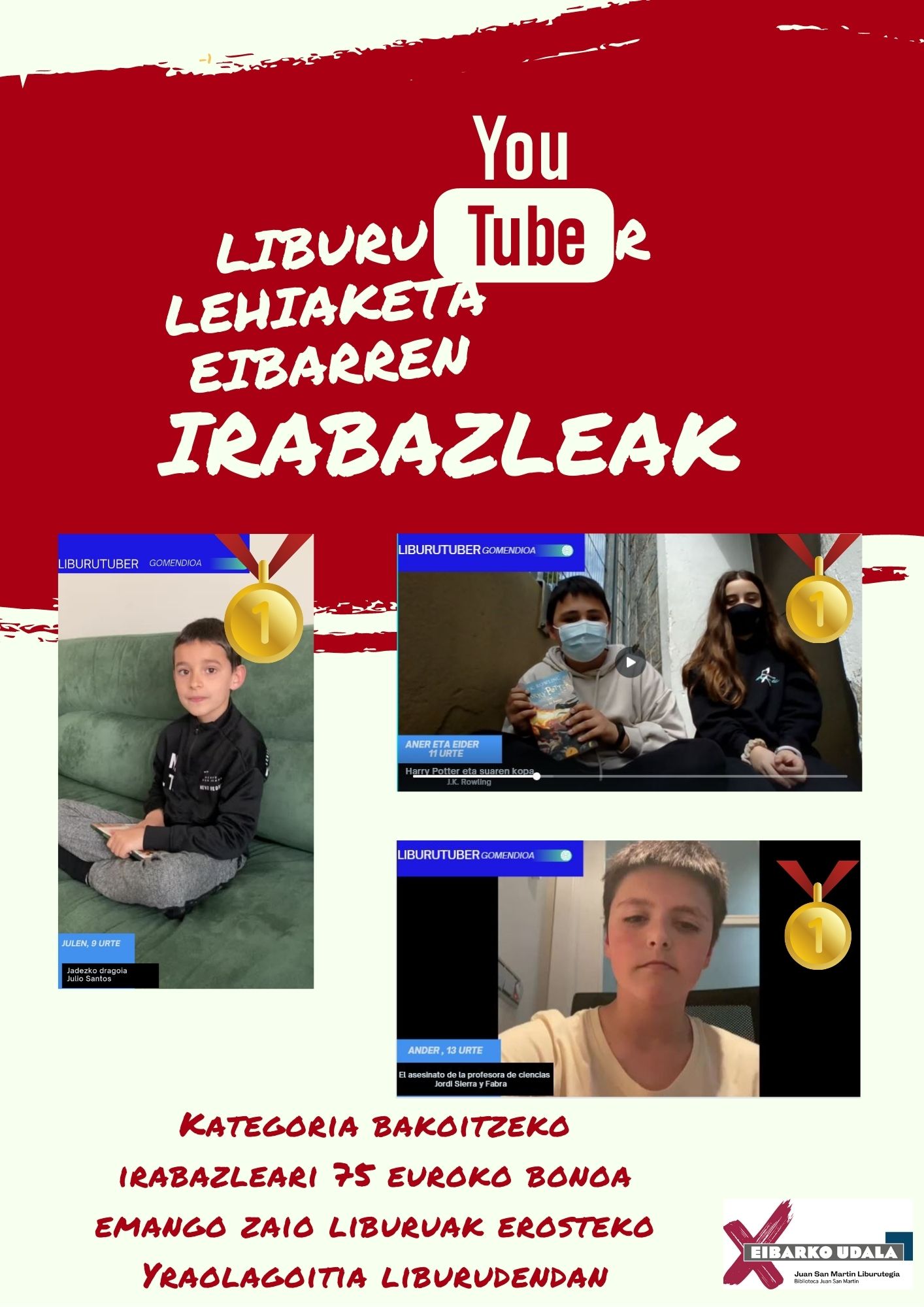 Ganadores/as del I Concurso de LiburuTuber en Eibar