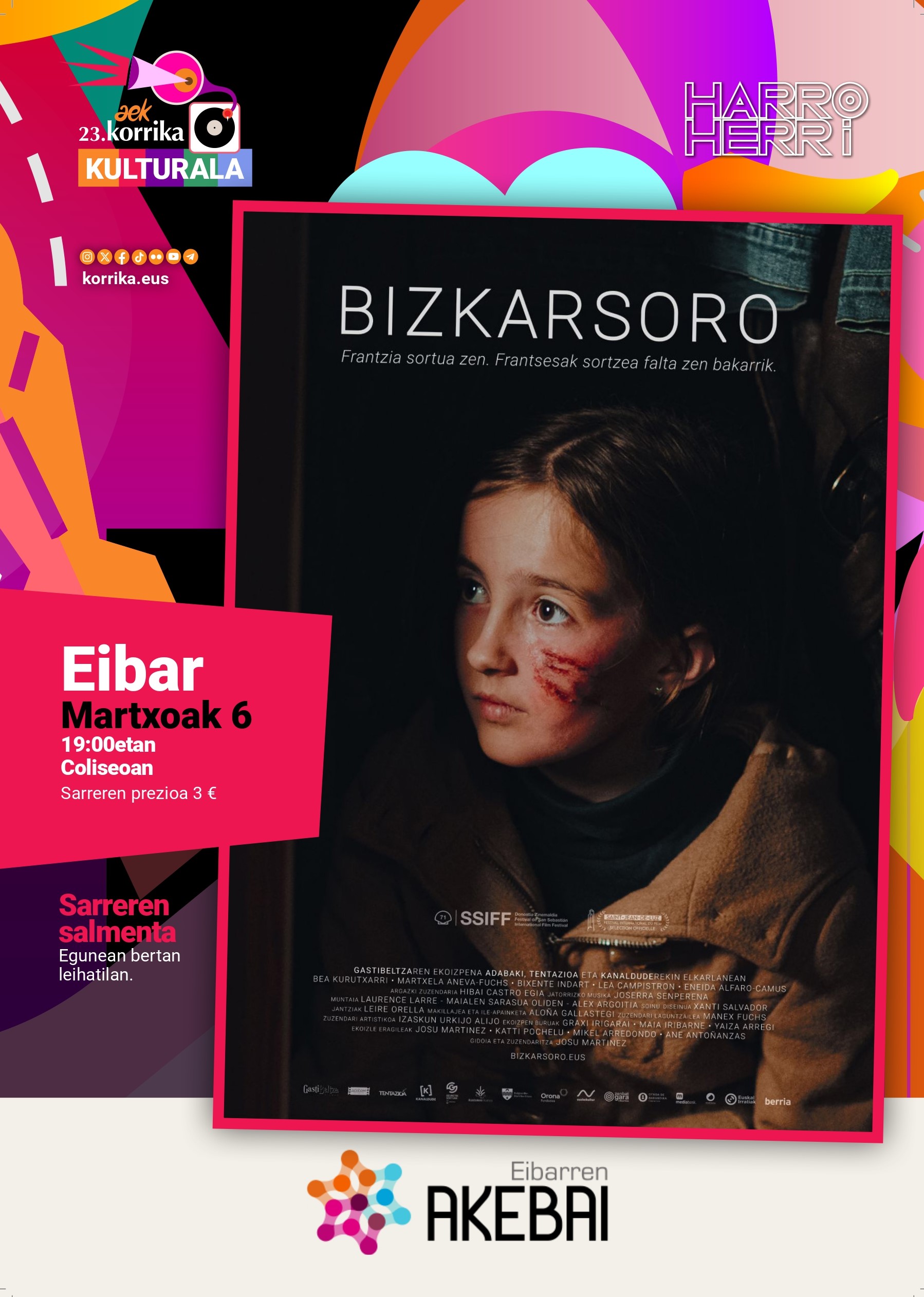 La película "Bizkarsoro", en Eibar el 6 de marzo