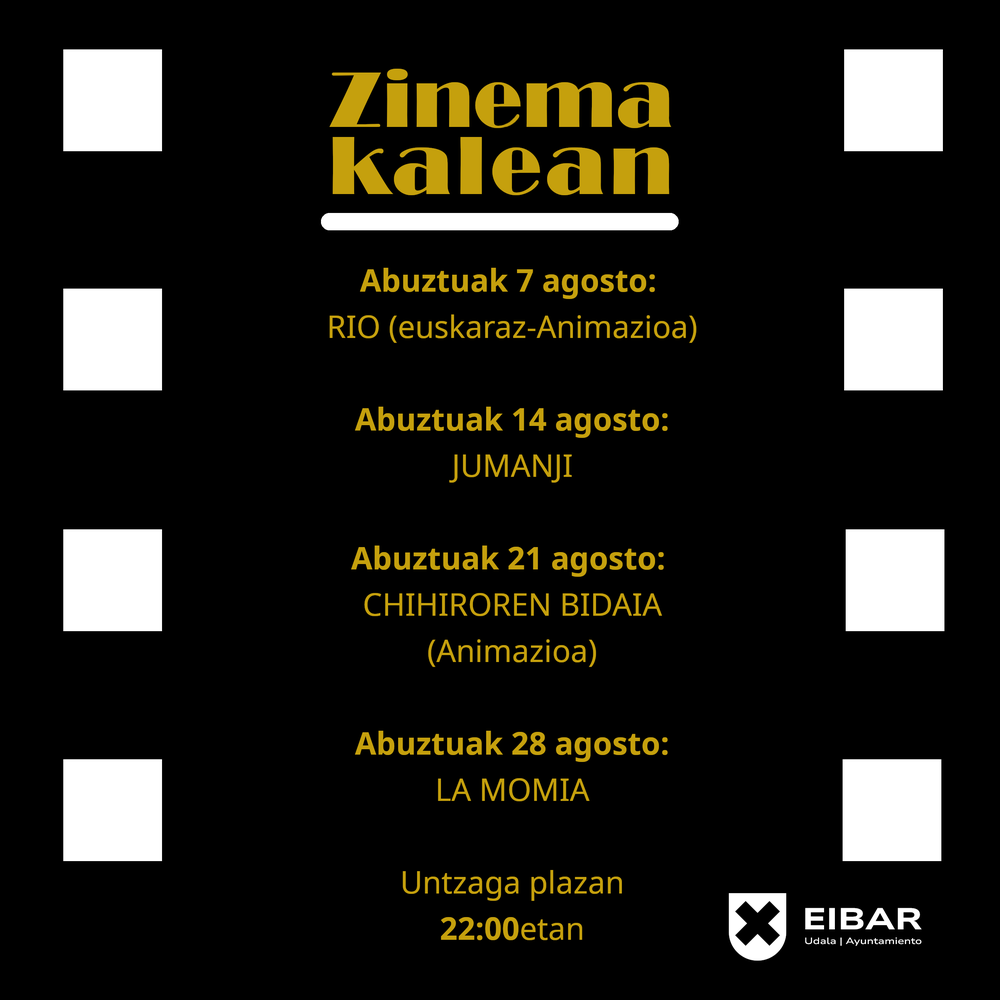 Vuelve el cine al aire libre en agosto Cartel anunciando las películas de cine verano