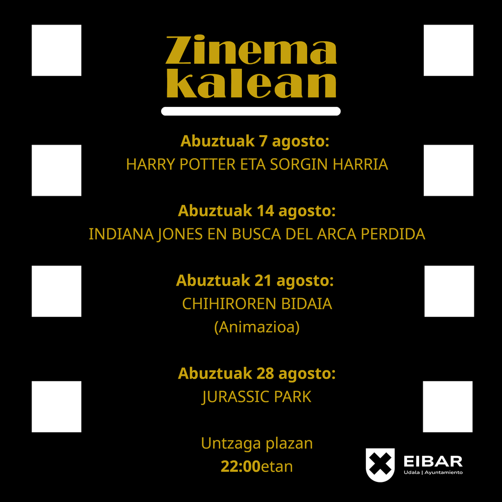 Vuelve el cine al aire libre en agosto Cartel anunciando las películas de cine verano