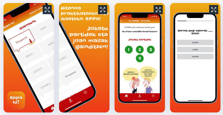 Ya está disponible en la aplicación “Appa Hi!” el apartado para aprender de forma lúdica  el hika eibarrés