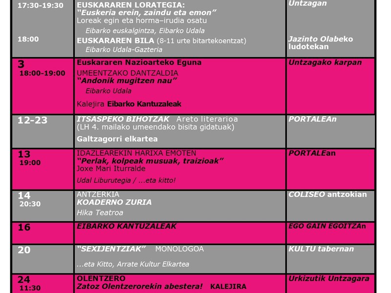 Agenda del euskera. Diciembre.