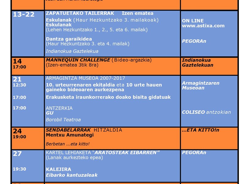 Agenda del euskera. Enero.