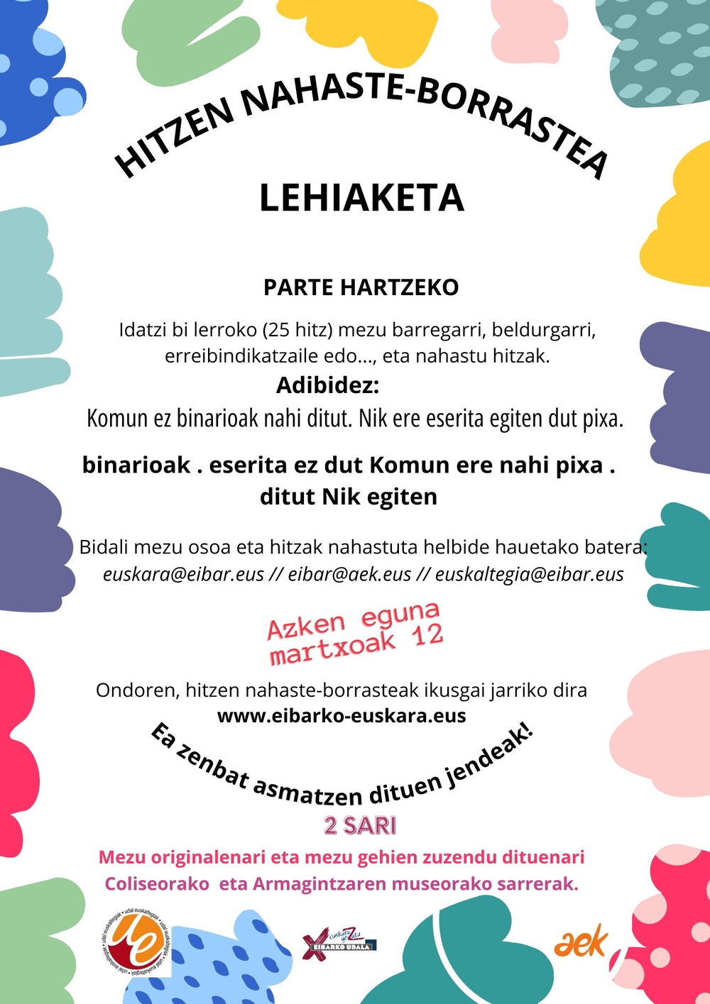 Concurso "Hitzen nahaste-borrastea" Cartel anunciador
