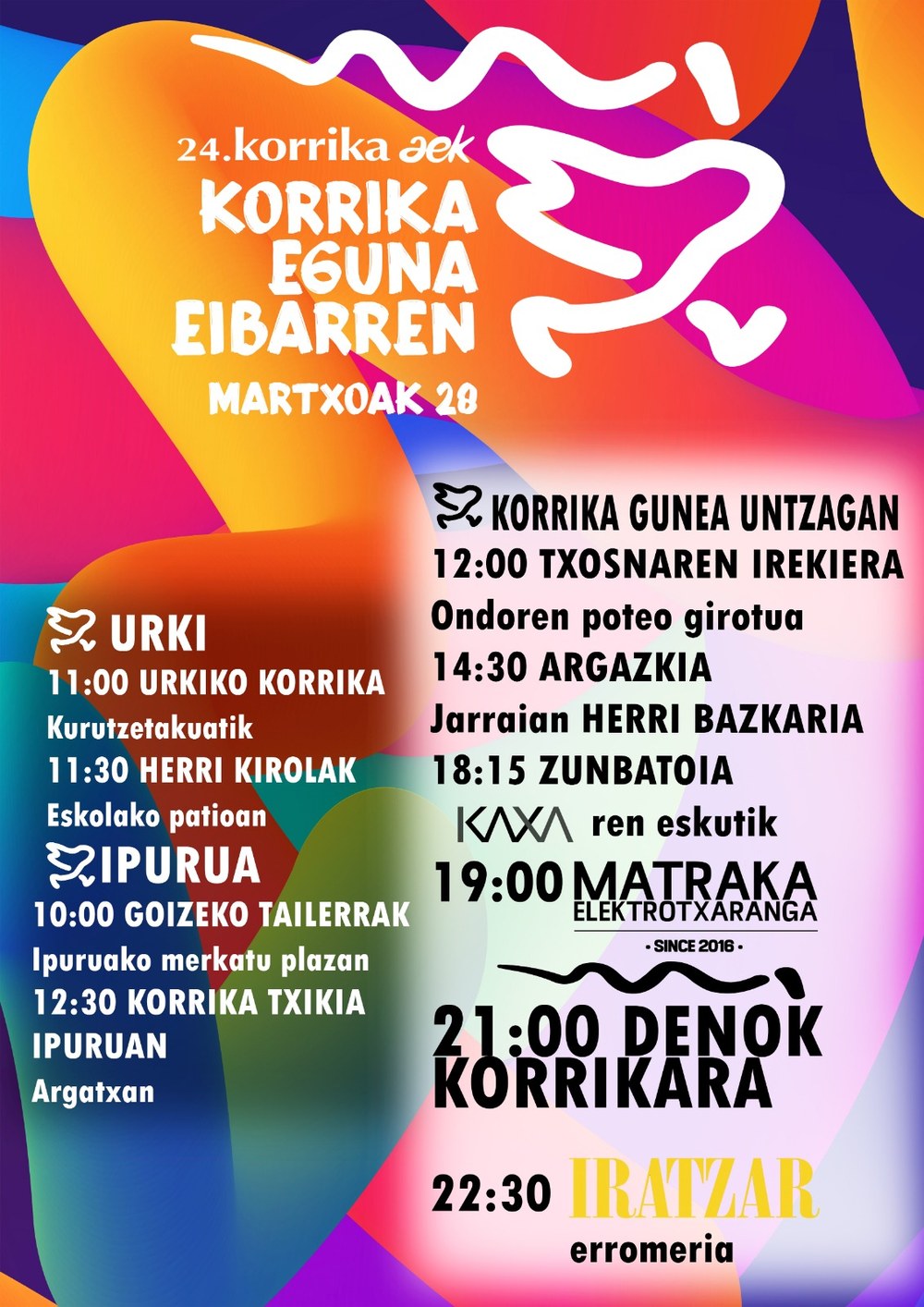 Programa del 28 de marzo (Día de Korrika de Eibar)