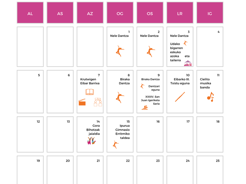 Eibarko euskararen agenda: junio Agenda del euskera de junio