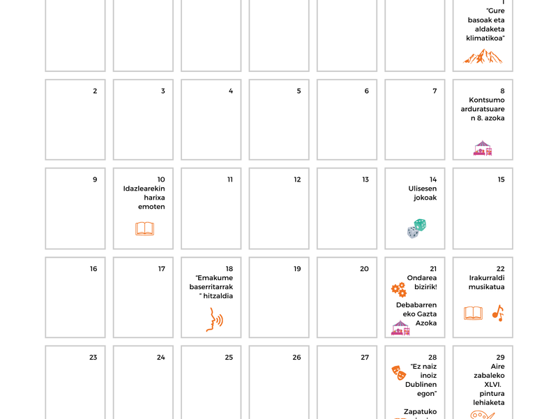 Eibarko euskararen agenda: octubre Agenda del euskera de octubre
