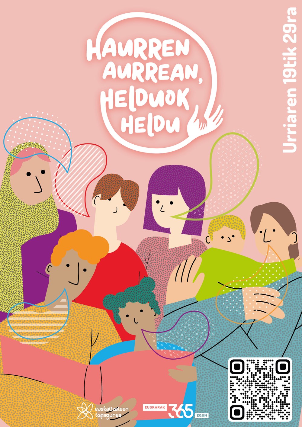 Arranca la iniciativa "Haurren aurrean, helduok heldu" El cartel para la charla de Kike Amonarriz