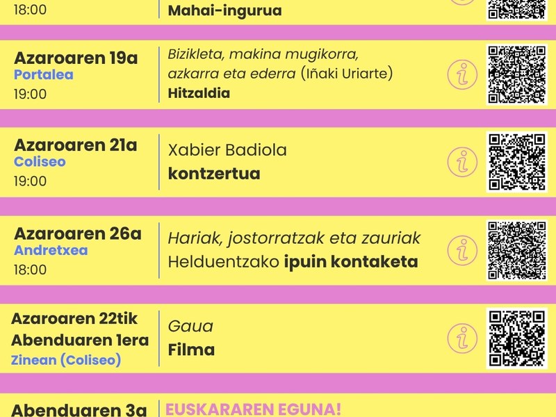 Programa de La Quincena del Euskera