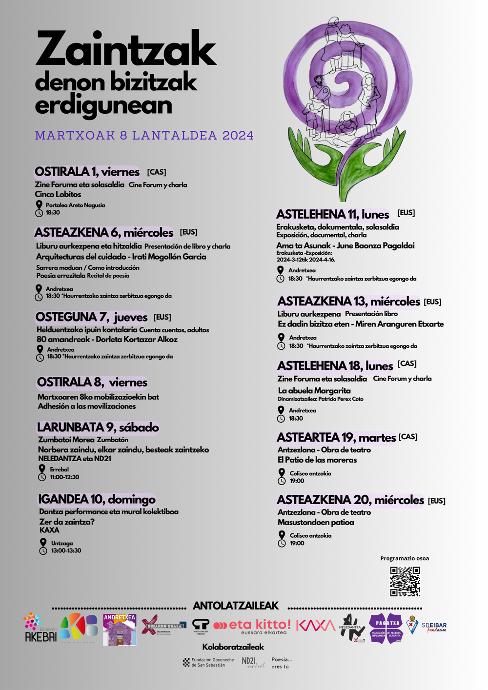 Cartel de actividades del 8-M.