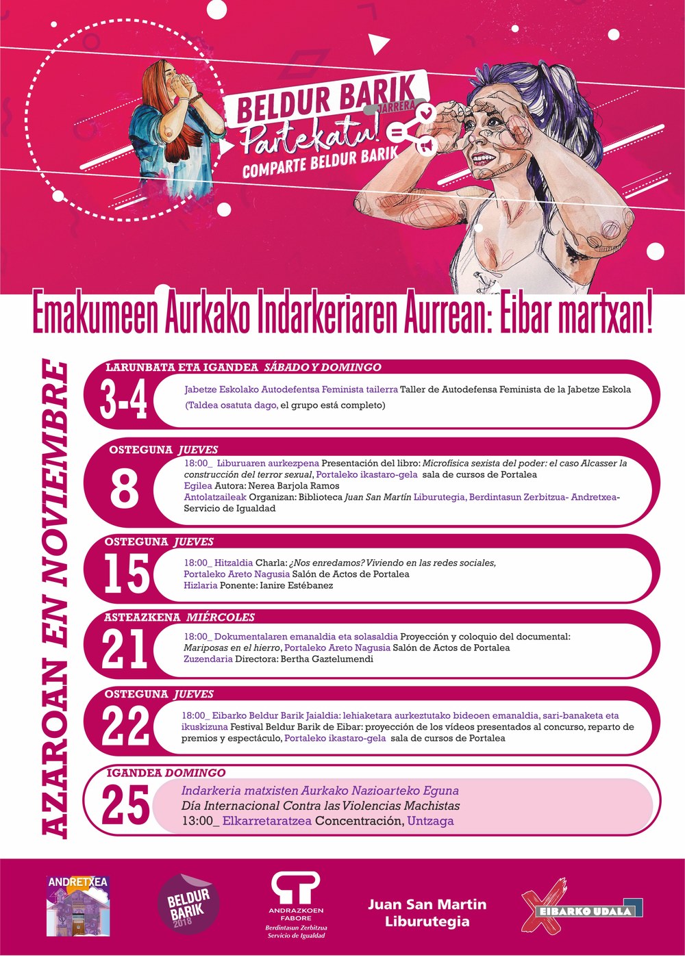 ¡El programa del 25 de noviembre está a punto! la programación de noviembre Contra las Violencias Machistas