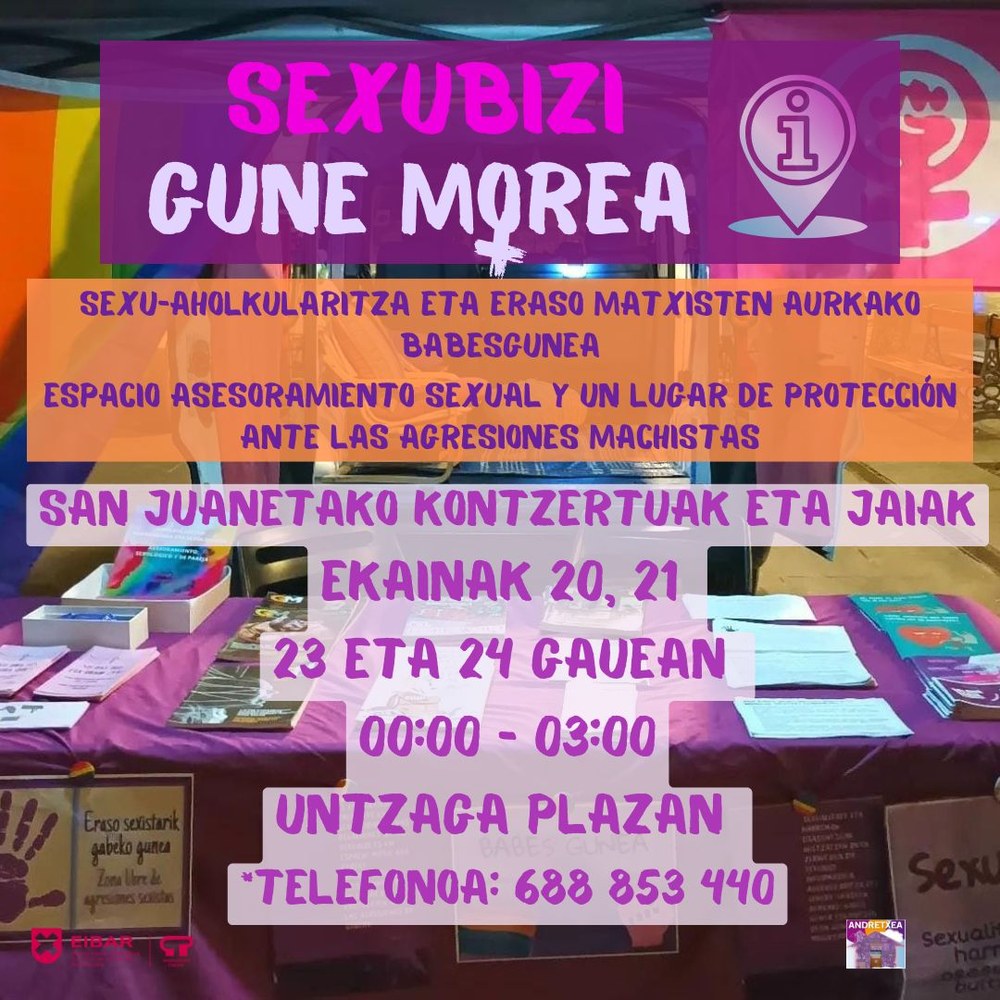 El servicio SexuBizi-Gune Morea estará disponible en los conciertos y fiestas de San Juan El servicio SexuBizi-Gune Morea estará disponible en los conciertos y fiestas de San Juan
