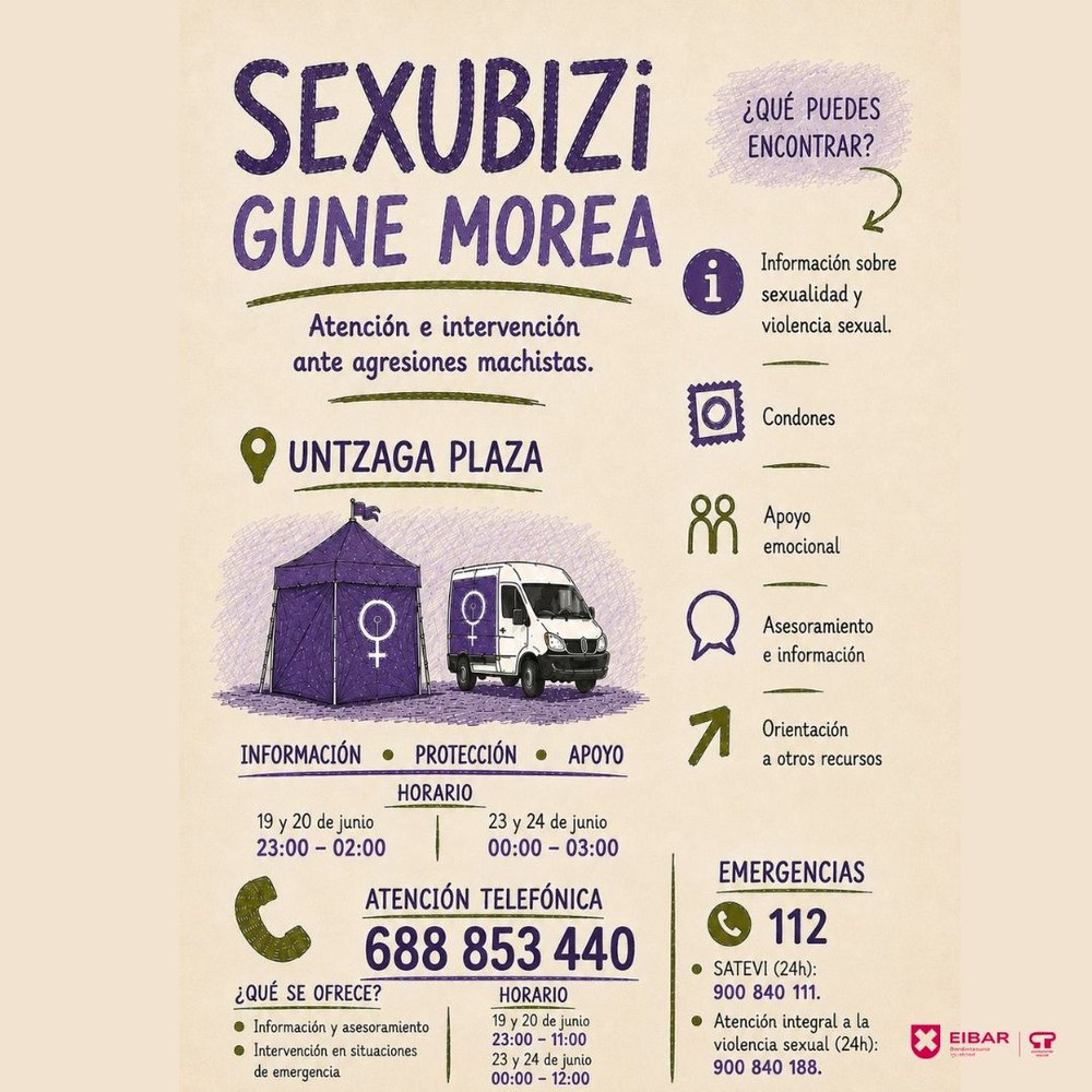 El servicio SexuBizi-Gune Morea estará disponible en San Juanes, con ampliación del horario de atención telefónica
