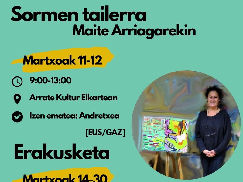 Inscripción en el taller de creación de la eibarresa Maite Arriaga Arrizabalaga en Andretxea