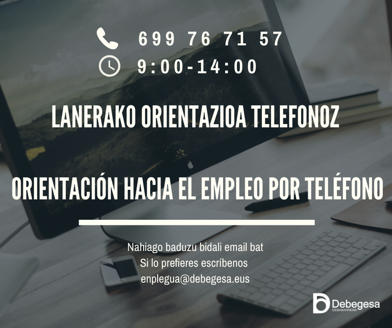 Orientación hacia el empleo por teléfono Debegesa orientacion